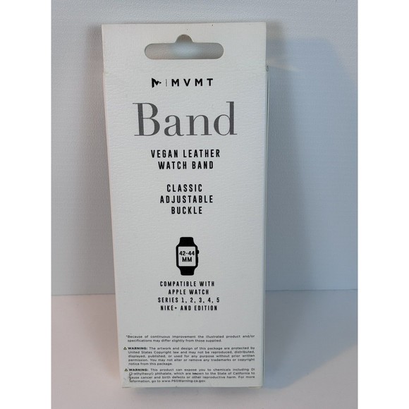 MVMT Vegan Leather Apple Watch band 42 44 MM NIB Black Iwatch Replacement - Picture 3 of 3